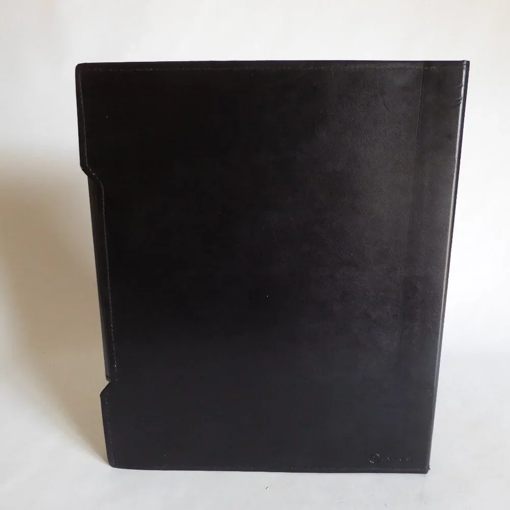 INFUSE BRAND BLACK LEATHER SPIRAL PRESENTATION BOOK SHEET PROTECTOR CASE BINDER